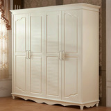 欧式衣柜子 韩式田园衣橱白色整体四门木质卧室实木衣柜