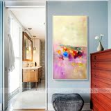 简约现代大幅竖版抽象油画紫气东来走廊玄关家居装饰画艺术壁画