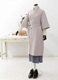 VITAMINE原创设计师品牌全羊毛双面呢香芋紫束腰大衣中长款女装