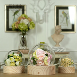 欧式花艺装饰品创意实木玻璃罩摆件橱窗陈列道具玻璃盖罐