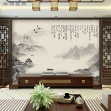 3d 水墨国画壁纸 客厅书房电视背景墙纸 现代中式古典山水壁画