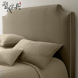 法式床欧式美式布艺皮艺双人创意方床软包靠背1.5大床1.8米床头板