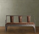 仿古LOFT铁艺沙发椅 美式防锈做旧三人沙发椅子 休闲椅客厅椅餐椅
