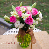 杭州同城鲜花速递家庭鲜花向日葵桔梗玫瑰花瓶养花圣诞节预定送花