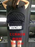 意大利代购正品MOSCHINO莫斯奇诺双肩女包黑色经典款菱格背包大号
