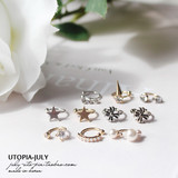【U-JULY】韩国进口可爱珍珠五星雪花十字架钻石造型百搭耳夹耳扣