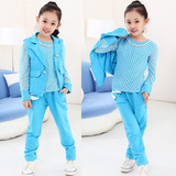 棉混纺布新款实拍有模特韩版儿童孩子衣服常规A类女卫衣套装