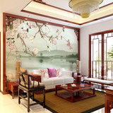 中式无缝立体壁画 3d电视背景墙墙布壁纸 花鸟玉兰花卉大型壁画