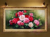 花开富贵牡丹油画纯手绘欧式客厅卧室装饰画花卉牡丹花原创风水画