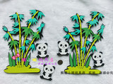 幼儿园教室墙面场景布置环境装饰材料 泡沫小熊猫吃竹子组合墙贴