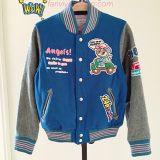 古着vintage 日本贵牌ANGEL BLUE卡通贴布 软妹毛呢棒球服外套