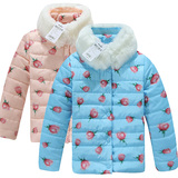 巴拉巴拉正品童装 中大童2015新款冬装棉服 女童棉衣保暖外套毛领