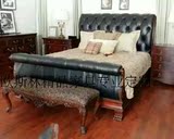 美式品牌新古典直板大床欧式实木高端美克美卧房家具铜锭镶边婚床