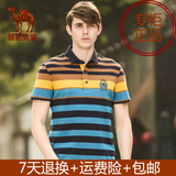 预售2015春季新款骆驼男装青年短袖T恤 男士时尚夏季条纹休闲衬衫