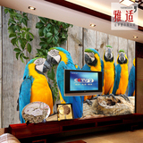 卡通立体3D动物  木板鹦鹉大型壁画 客厅电视背景墙纸 儿童房壁纸