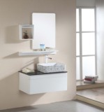 恒成卫浴 简约黑白经典浴室柜组合 橡木台上盆洗手盆柜 正品