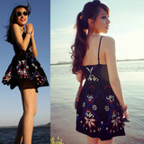 夏天海边度假沙滩裙波西米亚短裙海滩裙泰国露背吊带民族风连衣裙