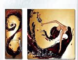 手绘油画 客厅餐厅酒吧抽象画装饰画无框挂画 红酒美女