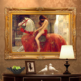 人物油画欧式客厅装饰画壁炉挂画西方美女艺术画手绘别墅玄关墙画