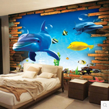 动物电视背景墙纸壁纸 3d立体大型壁画无缝墙布 海底世界海洋卡通