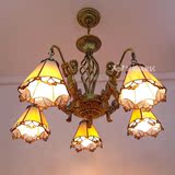 简约客厅5头灯蒂凡尼欧式彩色玻璃灯餐厅卧室吊灯家居灯美人鱼灯