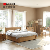 喜之林全实木双人床白橡木液压杆床1.8米1.5米高箱储物床卧室婚床