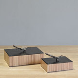 中式新古典现代高档实木质树纹首饰盒样板间桌面装饰储物盒摆件