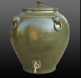 景德镇陶瓷带盖米缸米桶茶叶末油缸酒坛带龙头水缸50斤100斤200斤
