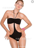 15新款维多利亚的秘密泳衣 黑色连体三角女士泳装挂脖性感女泳衣