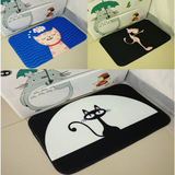 可爱卡通猫咪珊瑚绒进门地垫门垫门厅入户脚垫浴室吸水防滑地毯