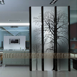 艺术玻璃 屏风隔断 双面效果 透光不透明 现代简约风格经典黑白树