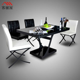 餐桌钢化玻璃简约现代双层环保小户型餐台创意定做一桌四椅长饭桌