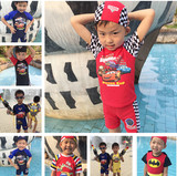 韩国代购儿童温泉汽车泳衣泳装男童汽车总动员麦昆泳衣带泳帽