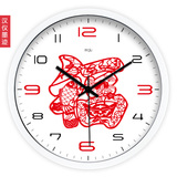 包邮中式红色喜庆福字 创意现代简约 客厅静音挂钟石英钟表时钟