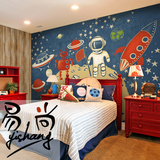 卡通儿童房卧室床头大型壁画壁纸 无纺布环保无缝墙纸 宝宝去太空