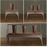 loft欧美式复古家具做铁艺皮革椅单双三人沙发带扶手靠背椅电脑椅