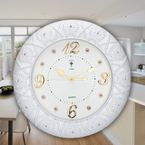 北极星圆形18寸欧式挂钟现代客厅钟简约静音石英钟表田园玻璃时钟