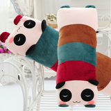 可爱熊猫儿童抱枕长条形卡通毛绒单人枕 可拆洗情侣双人枕头靠垫