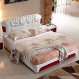 小户型皮床可高箱气动床 简约时尚软床1.8米真皮床 双人床婚床