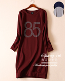3X春天家7号欧美 85度 女优雅茧型棉卫衣连衣裙 B250