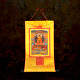 天竺文化 佛教用品释迦牟尼佛像挂画唐卡画 西藏装饰画 黄长120cm