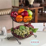 水果盆客厅水果篮欧式创意两层水果盘时尚点心盆面包架花篮厨房架
