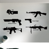包邮墙贴枪械军事壁贴画平面欧式卧室PVC防水贴纸家居客厅玄关饰