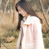2016冬装新款韩版显瘦拼接中长款麂鹿皮绒外套女羊羔毛修身棉衣潮