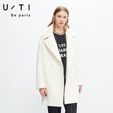 uti尤缇2016秋新款欧美街头时尚中长款纯色羊毛大衣UB310223A551