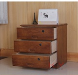 办公带锁文件柜实木质落地式移动储物柜桌下矮柜子资料收纳床头柜