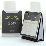 2017年创意可爱黑白猫造型台历桌面年历计划本带农历小日历