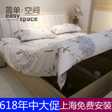 简单空间简约现代储物床收纳高箱床板式气动木床双人床2米大床