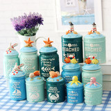 地中海彩色创意陶瓷罐糖罐厨房储物罐零食密封罐家居装饰品摆件