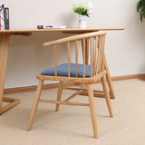北欧简约现代实木餐椅白橡木原木餐椅休闲洽谈椅温莎圈椅公主椅